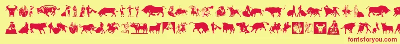 フォントOlР’ Torero – 赤い文字の黄色い背景
