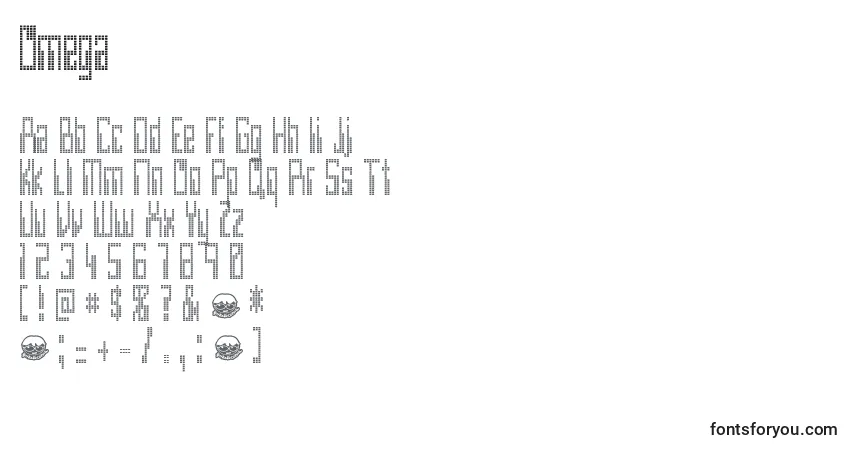 Schriftart Omega (136036) – Alphabet, Zahlen, spezielle Symbole