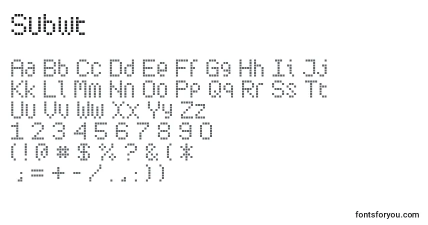 Шрифт Subwt – алфавит, цифры, специальные символы