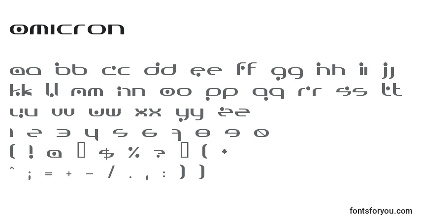 Omicron (136040)-fontti – aakkoset, numerot, erikoismerkit