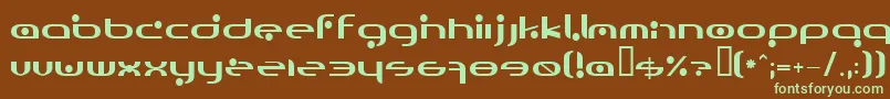 フォントOmicron – 緑色の文字が茶色の背景にあります。