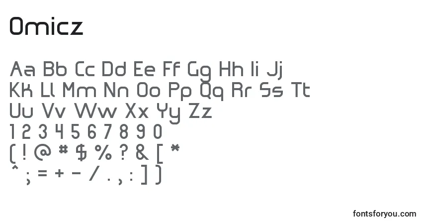 Czcionka Omicz    (136041) – alfabet, cyfry, specjalne znaki