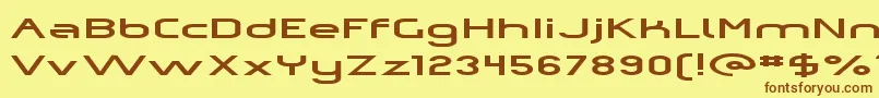 フォントOmiczp   – 茶色の文字が黄色の背景にあります。