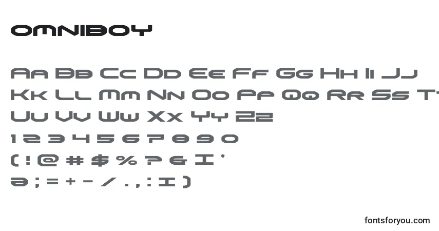 Czcionka Omniboy – alfabet, cyfry, specjalne znaki