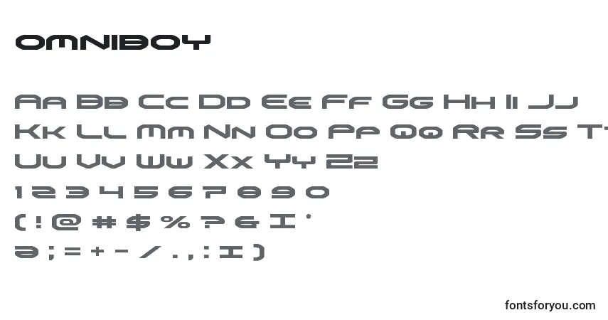 Schriftart Omniboy (136045) – Alphabet, Zahlen, spezielle Symbole
