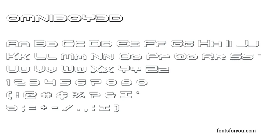 Omniboy3d-fontti – aakkoset, numerot, erikoismerkit