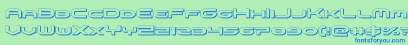 omniboy3d-Schriftart – Blaue Schriften auf grünem Hintergrund