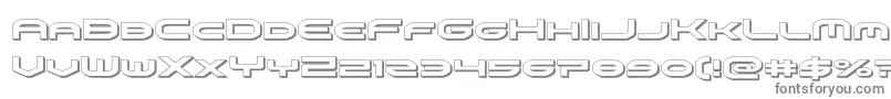 omniboy3d-fontti – harmaat kirjasimet valkoisella taustalla