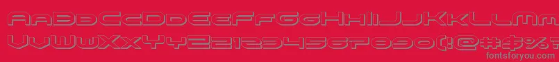 omniboy3d-fontti – harmaat kirjasimet punaisella taustalla