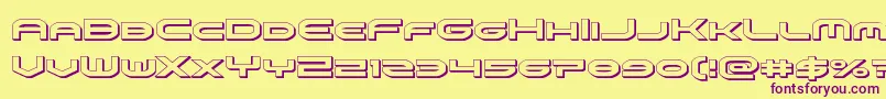 omniboy3d-Schriftart – Violette Schriften auf gelbem Hintergrund