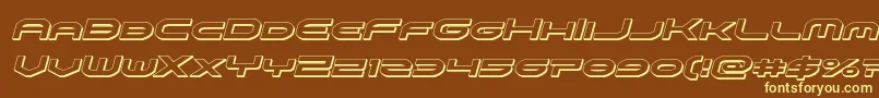 omniboy3dital-fontti – keltaiset fontit ruskealla taustalla