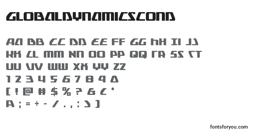 Schriftart Globaldynamicscond – Alphabet, Zahlen, spezielle Symbole