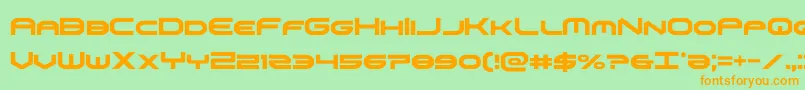 フォントomniboycond – オレンジの文字が緑の背景にあります。