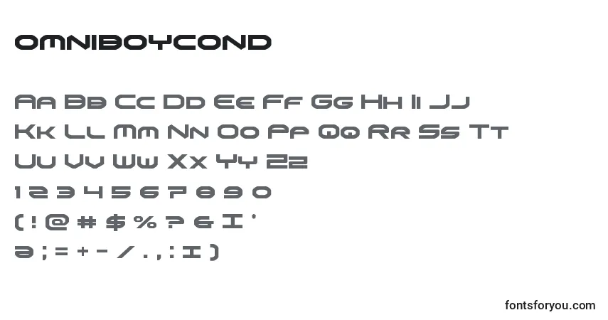 Schriftart Omniboycond (136051) – Alphabet, Zahlen, spezielle Symbole