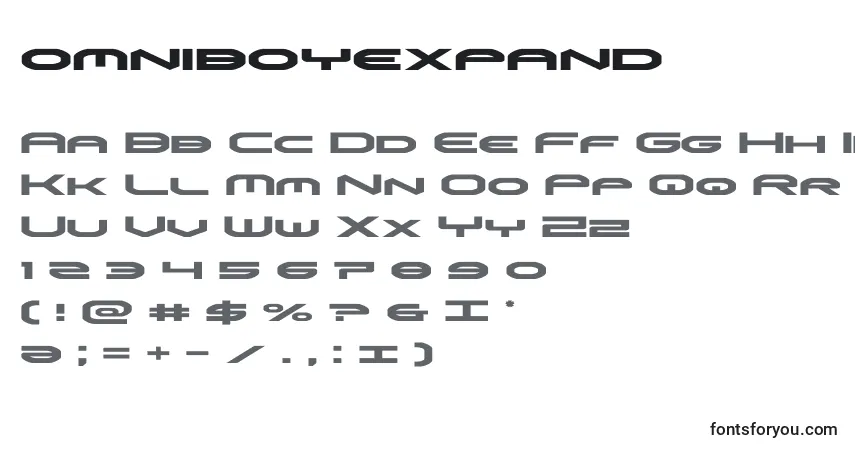 Omniboyexpand-fontti – aakkoset, numerot, erikoismerkit