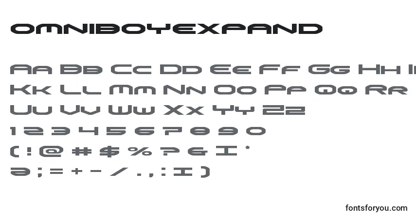 A fonte Omniboyexpand (136055) – alfabeto, números, caracteres especiais