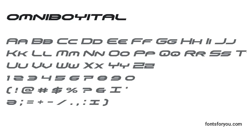 Schriftart Omniboyital – Alphabet, Zahlen, spezielle Symbole