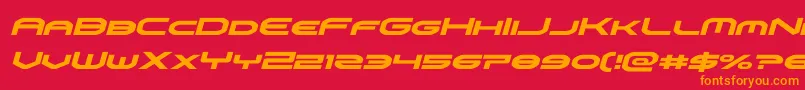 フォントomniboyital – 赤い背景にオレンジの文字