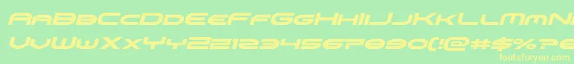フォントomniboyital – 黄色の文字が緑の背景にあります
