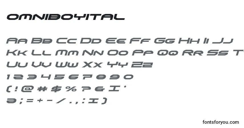 Schriftart Omniboyital (136059) – Alphabet, Zahlen, spezielle Symbole