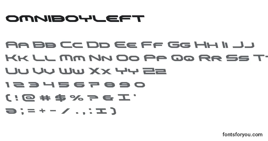 Schriftart Omniboyleft – Alphabet, Zahlen, spezielle Symbole