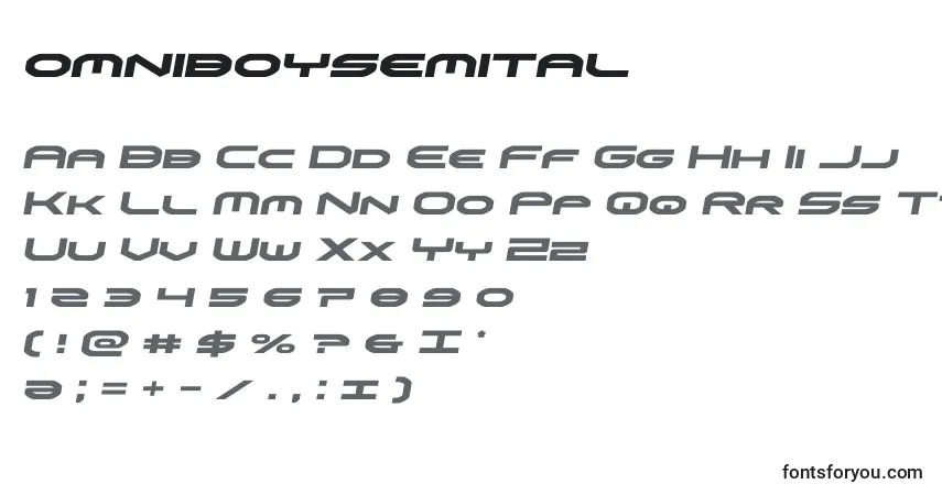 Schriftart Omniboysemital – Alphabet, Zahlen, spezielle Symbole