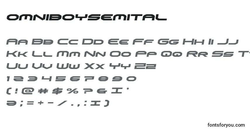 Schriftart Omniboysemital (136063) – Alphabet, Zahlen, spezielle Symbole