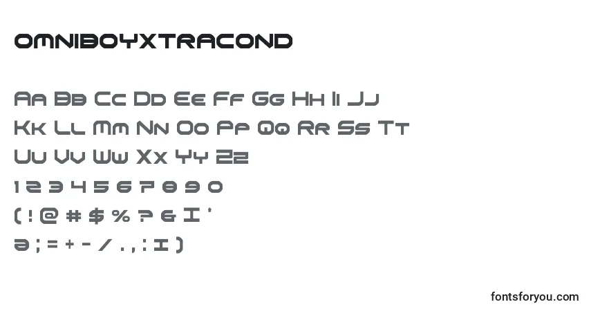 Czcionka Omniboyxtracond – alfabet, cyfry, specjalne znaki
