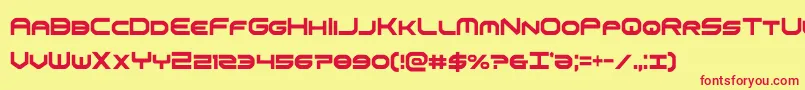 omniboyxtracond-Schriftart – Rote Schriften auf gelbem Hintergrund