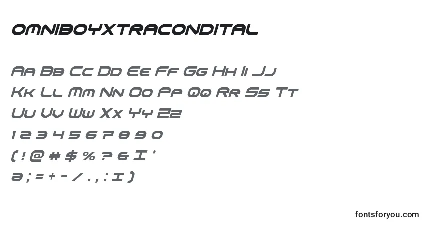 Omniboyxtracondital (136067)-fontti – aakkoset, numerot, erikoismerkit