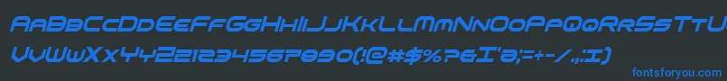 omniboyxtracondital Font – Blue Fonts on Black Background