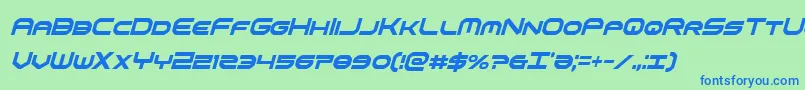 omniboyxtracondital Font – Blue Fonts on Green Background