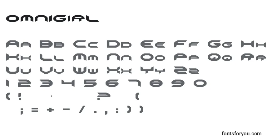 A fonte Omnigirl (136069) – alfabeto, números, caracteres especiais