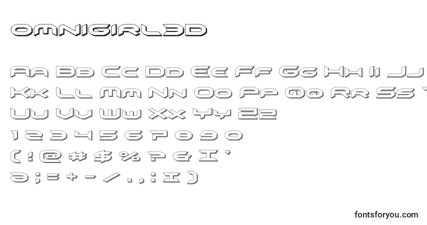 Шрифт Omnigirl3d (136070) – алфавит, цифры, специальные символы