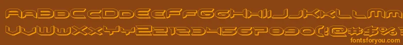 omnigirl3d-Schriftart – Orangefarbene Schriften auf braunem Hintergrund