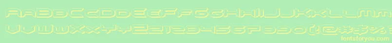 フォントomnigirl3d – 黄色の文字が緑の背景にあります