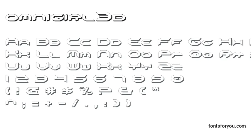Schriftart Omnigirl3d (136071) – Alphabet, Zahlen, spezielle Symbole