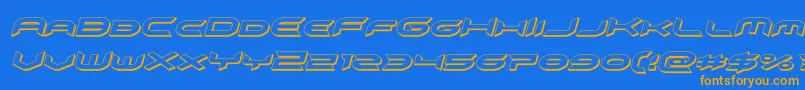 omnigirl3dital-Schriftart – Orangefarbene Schriften auf blauem Hintergrund