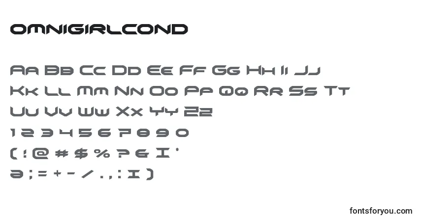 Шрифт Omnigirlcond (136075) – алфавит, цифры, специальные символы
