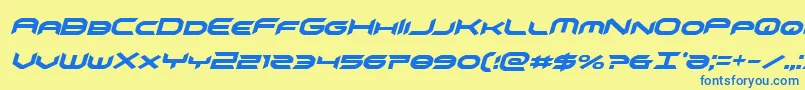 フォントomnigirlcondital – 青い文字が黄色の背景にあります。