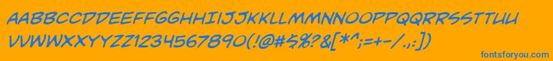 UnmaskedbbItal Font – Blue Fonts on Orange Background