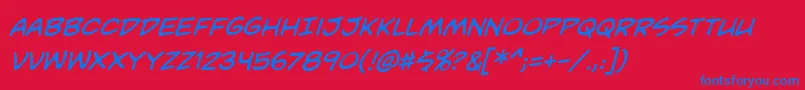 UnmaskedbbItal Font – Blue Fonts on Red Background