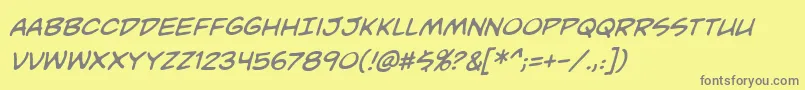 UnmaskedbbItal Font – Gray Fonts on Yellow Background