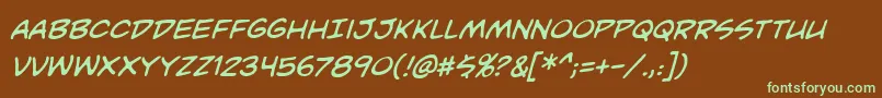 UnmaskedbbItal Font – Green Fonts on Brown Background