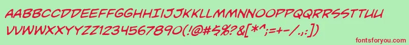 UnmaskedbbItal Font – Red Fonts on Green Background