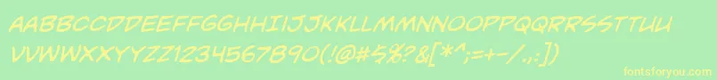 UnmaskedbbItal Font – Yellow Fonts on Green Background