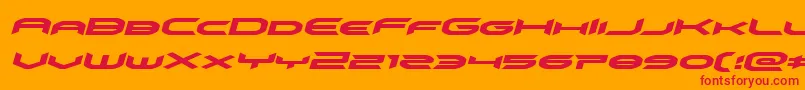 omnigirlexpandital Font – Red Fonts on Orange Background