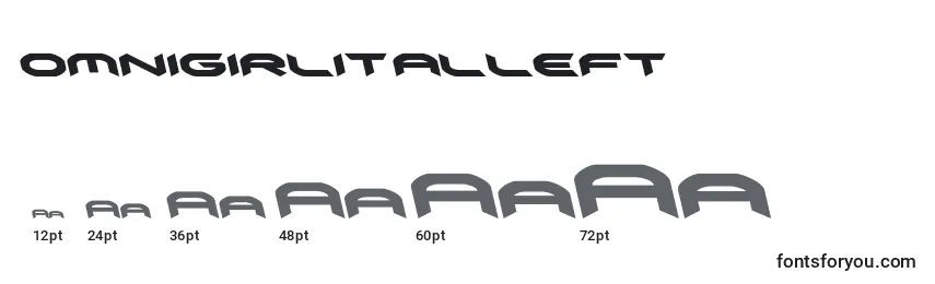 Размеры шрифта Omnigirlitalleft