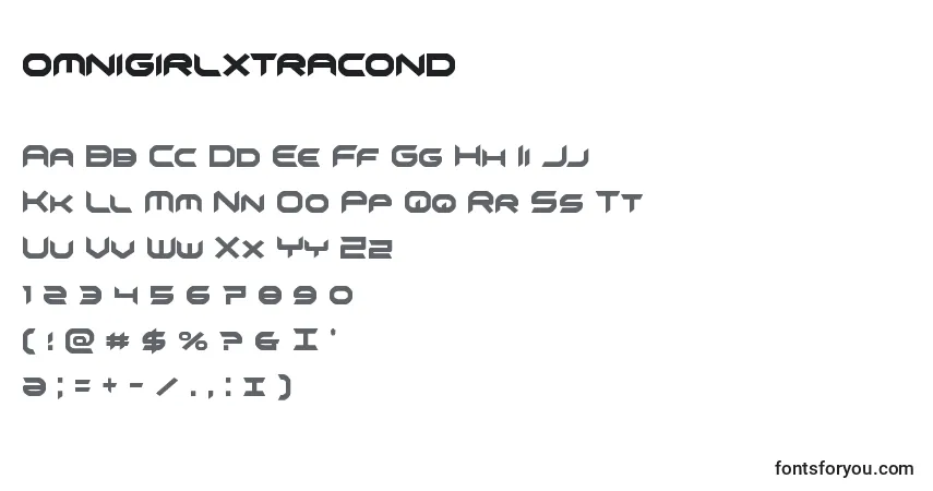 Шрифт Omnigirlxtracond (136089) – алфавит, цифры, специальные символы