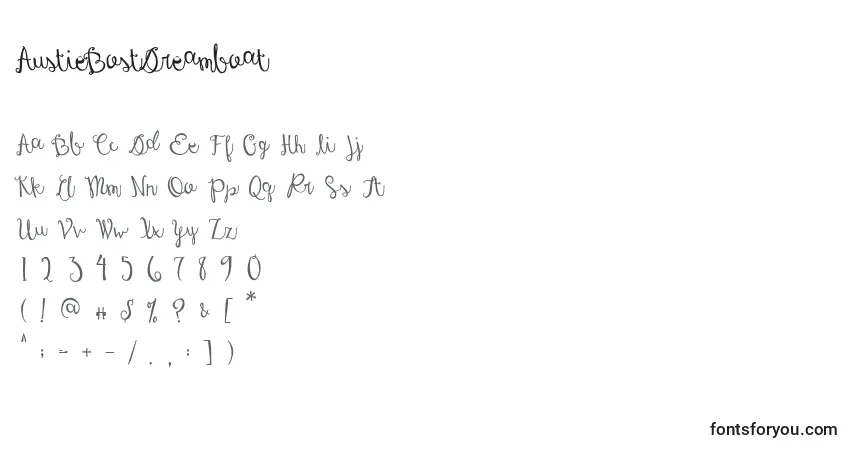 Schriftart AustieBostDreamboat – Alphabet, Zahlen, spezielle Symbole